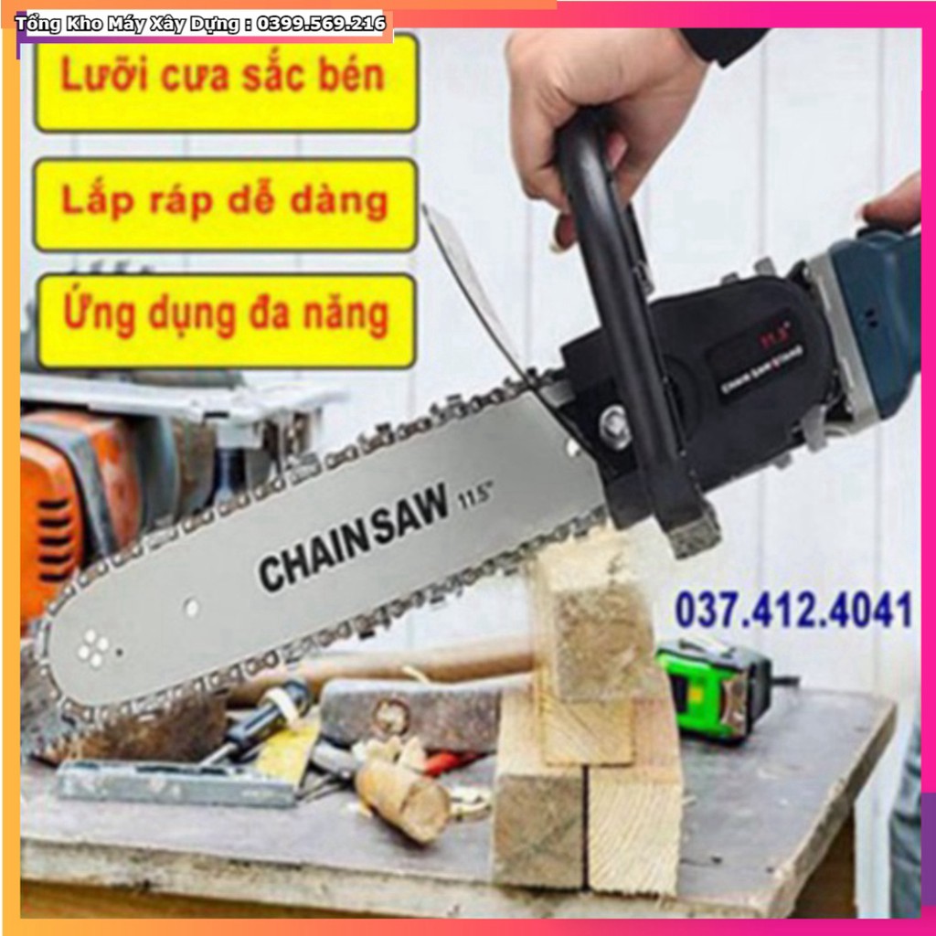 HOT ƯU ĐÃI  Máy mài góc Makita + Lưỡi cưa xích - Biến máy mài thành máy cưa siêu rẻ - Xẻ gỗ - Tỉa cành - Đ  HỖ TR