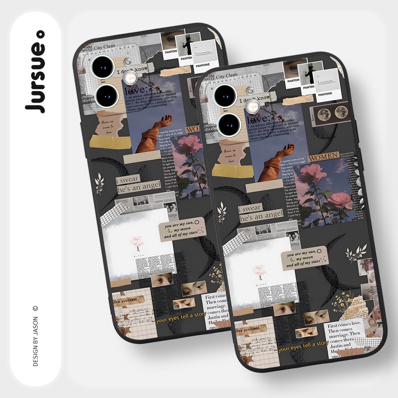 Ốp lưng JURSUE chống bẩn hình dễ thương đẹp cho iPhone 13 12 11 Pro Max SE 2020 X XR XS 8 7 ip 6S 6 Plus Y1989