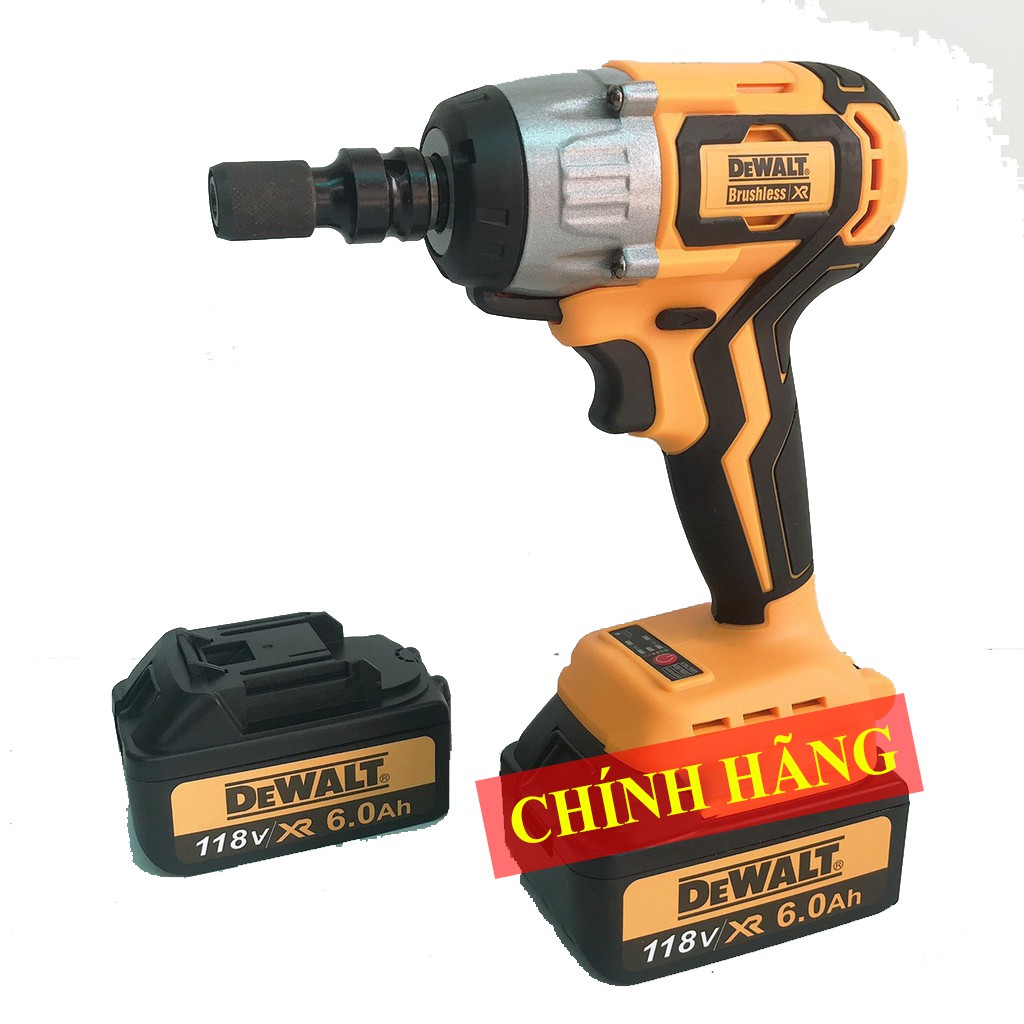 Máy siết bulong DeWalt 118V - 3 ĐÈN LED KÈM 6 KHẨU DÀI + ĐẦU CHUYỂN VÍT + ĐẦU KHOAN [CAM KẾT CHÍNH HÃNG]