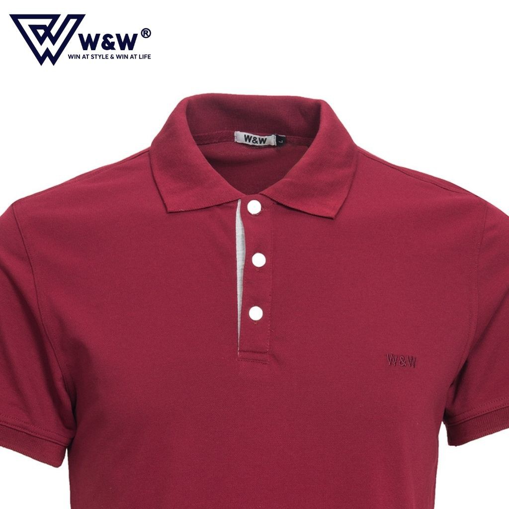 Áo Thun Polo Nam W&W Dáng Slim Fit- Cổ Đức Bẻ Phối Ba Khuy Màu Trơn, Chất Liệu Thoáng Mát, Bền Màu POLO01