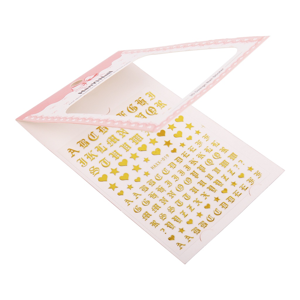 [Hàng mới về] Tờ miếng dán trang trí móng tay nghệ thuật kiểu chữ cái 3D thời trang