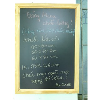 Bảng Menu Khung Gỗ BT10 - 60* 80cm không có giá đỡ (tặng kèm hộp phấn màu)