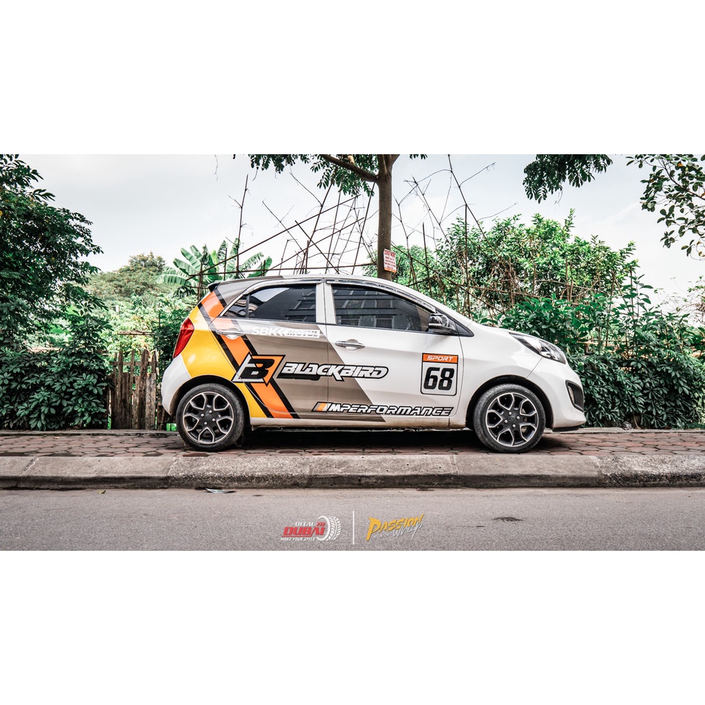 Tem thể thao dán trang trí xe Moirng