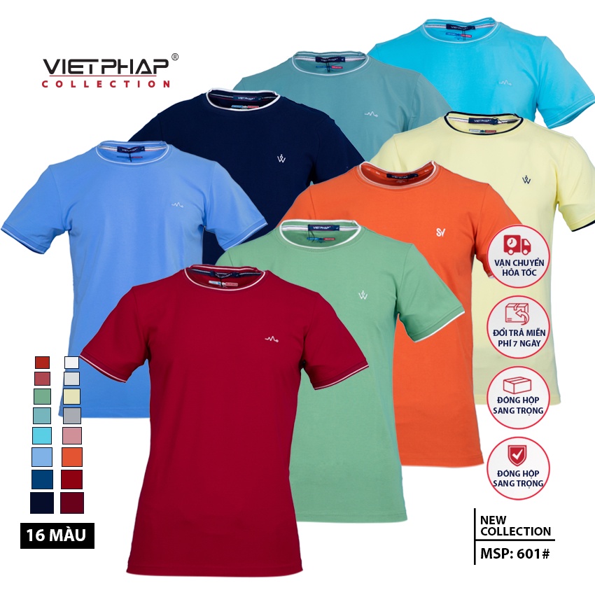 Áo Thun Trơn Nam Tay Ngắn Cao Cấp Việt Pháp 601 - Hàng Chính Hãng