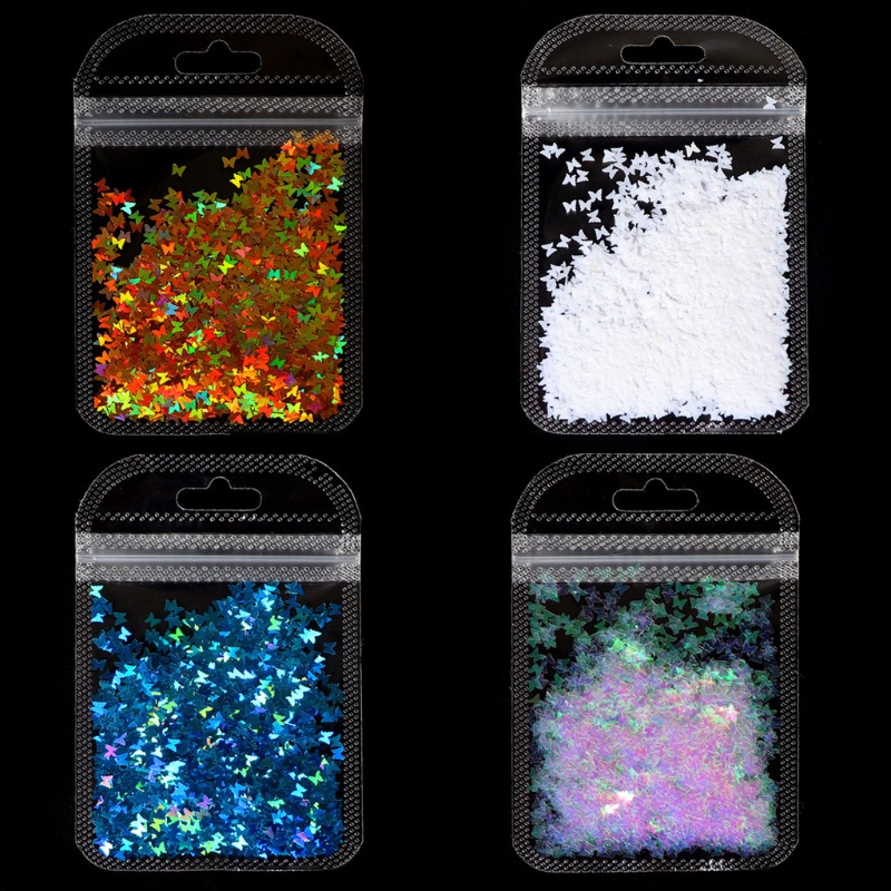 [Hàng mới về] Túi kim sa 12 màu holographic lấp lánh hình bướm/ngôi sao dùng làm đồ thủ công bằng nhựa resin epoxy