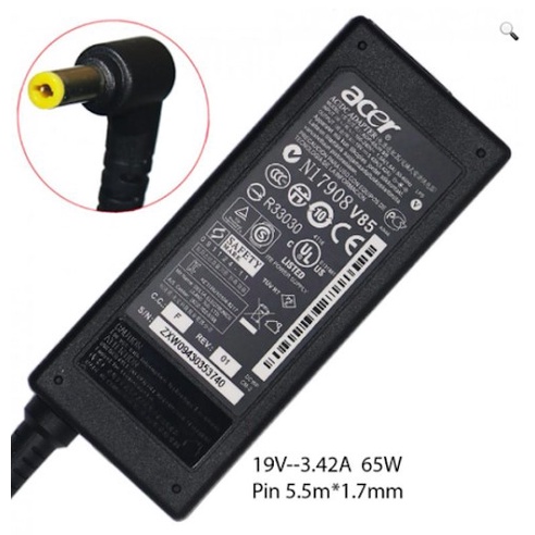 Sạc zin laptop acer V3 V5 Aspire 65w 19V 3.42a  Acer Travelmate Acer Emachines adapter mới 100%