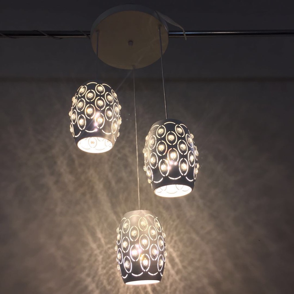 Đèn thả 3 bóng trang trí phòng ăn phòng ngủ có kèm bóng đèn led 3 chế độ sáng