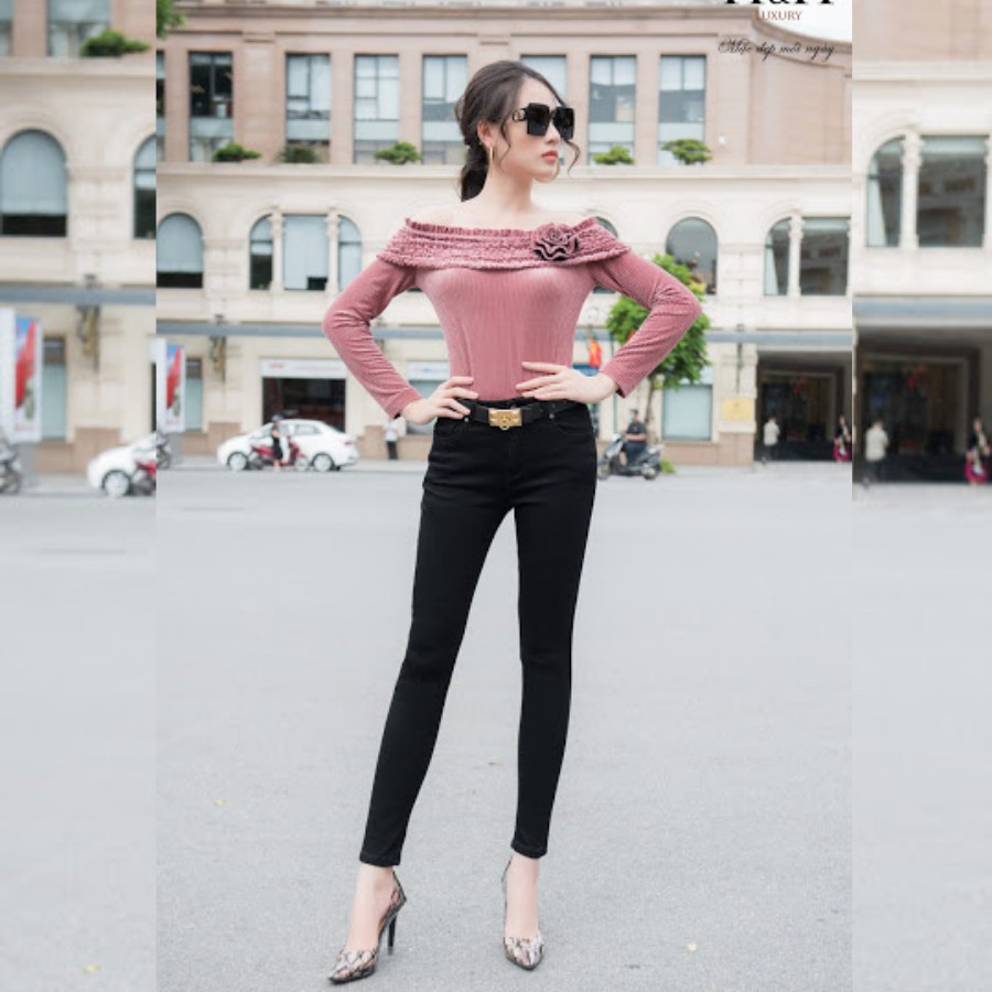 Quần jean nữ xịn H&H Luxury - Quần Skin Đen Vải mềm lên dáng cực chuẩn, dài chân, ôm eo - Thời trang nữ | BigBuy360 - bigbuy360.vn