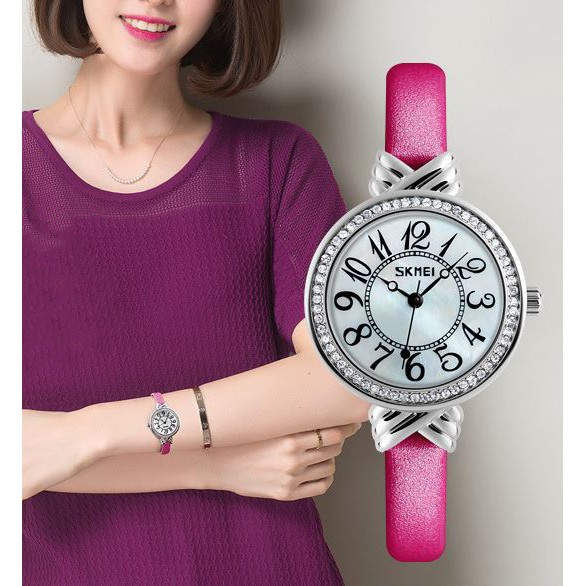 [Tặng vòng tay]Đồng hồ nữ SKMEI chính hãng SK9162.04 dây da cao cấp