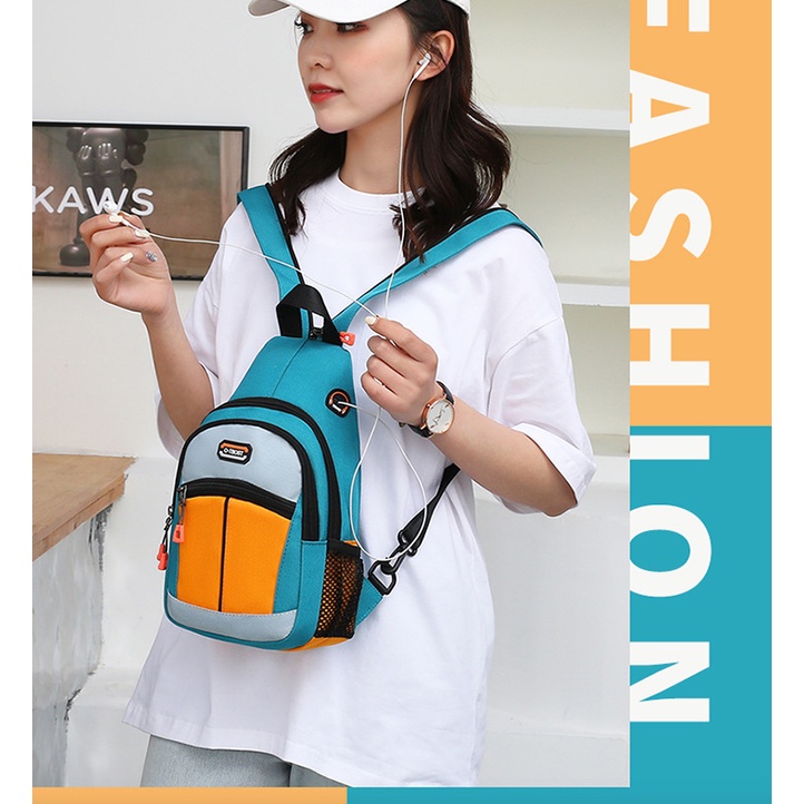 Túi đeo chéo nữ vải oxford 4 ngăn đựng được nhiều đồ, túi vải đeo chéo ngực size lớn chống thấm nước