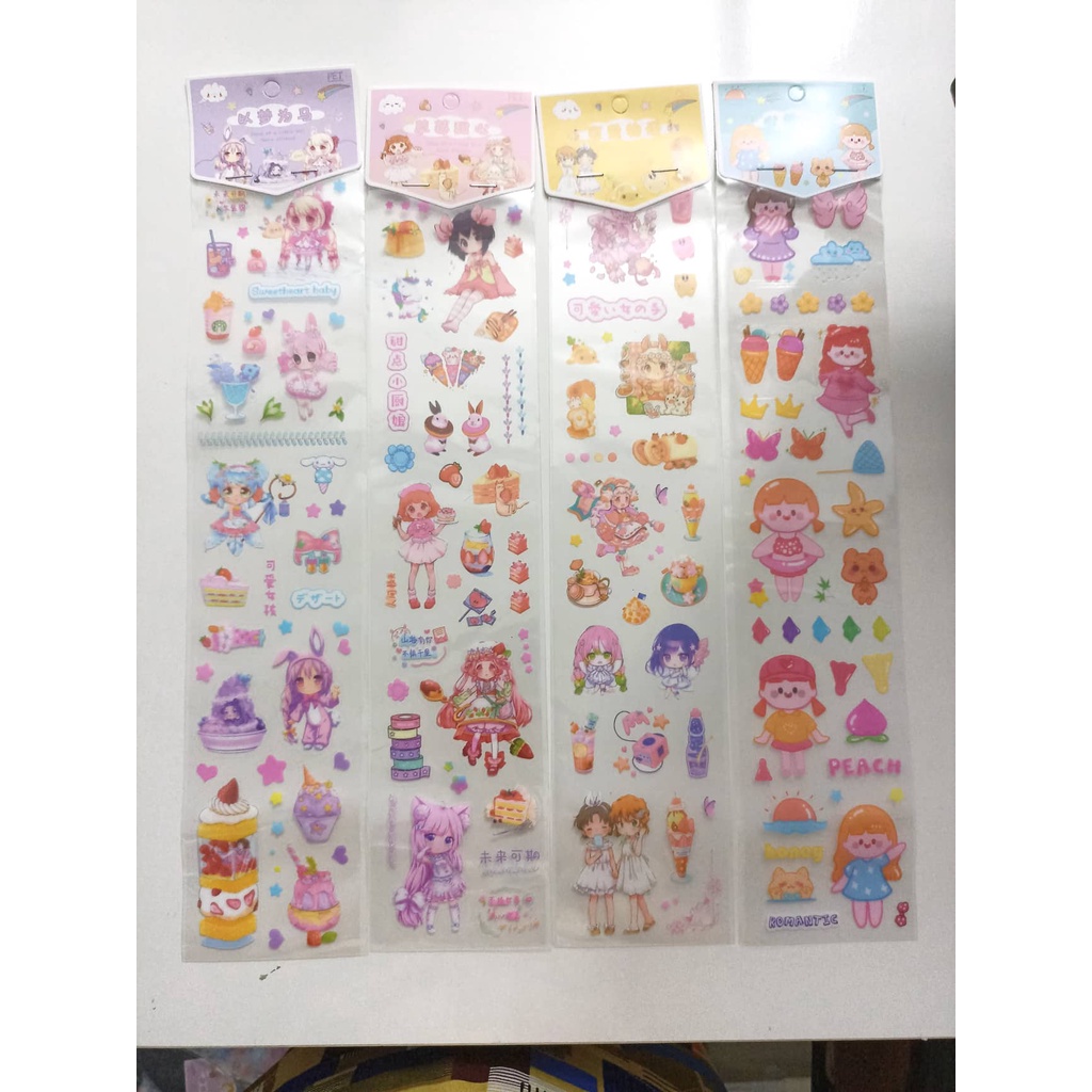 Sticker, hình dán trong suốt có cắt sẵn nhiều mẫu cute loại dây dài 350mm