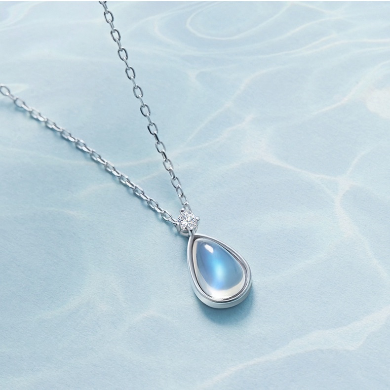 Vòng cổ Mặt Đá Mặt Trăng Hình Giọt Nước Thời Trang Cho Nữ