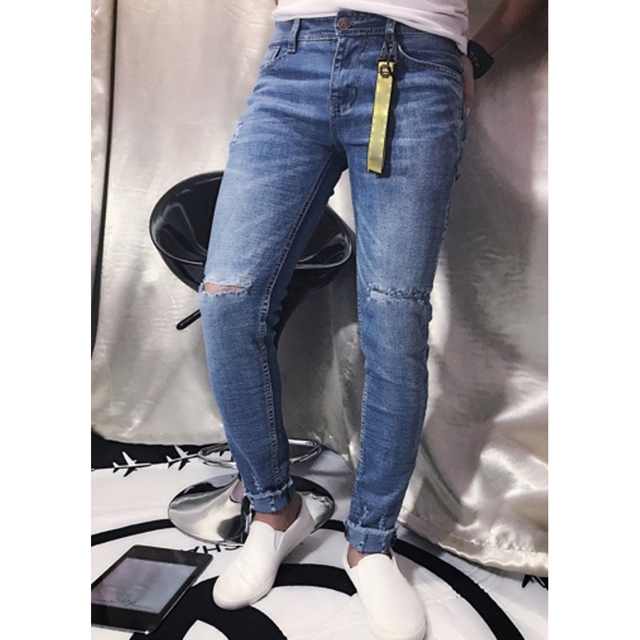 Quần Jean Nam Dáng Ôm Vừa Vải Mềm Màu Xanh Đậm Bền Màu | BigBuy360 - bigbuy360.vn