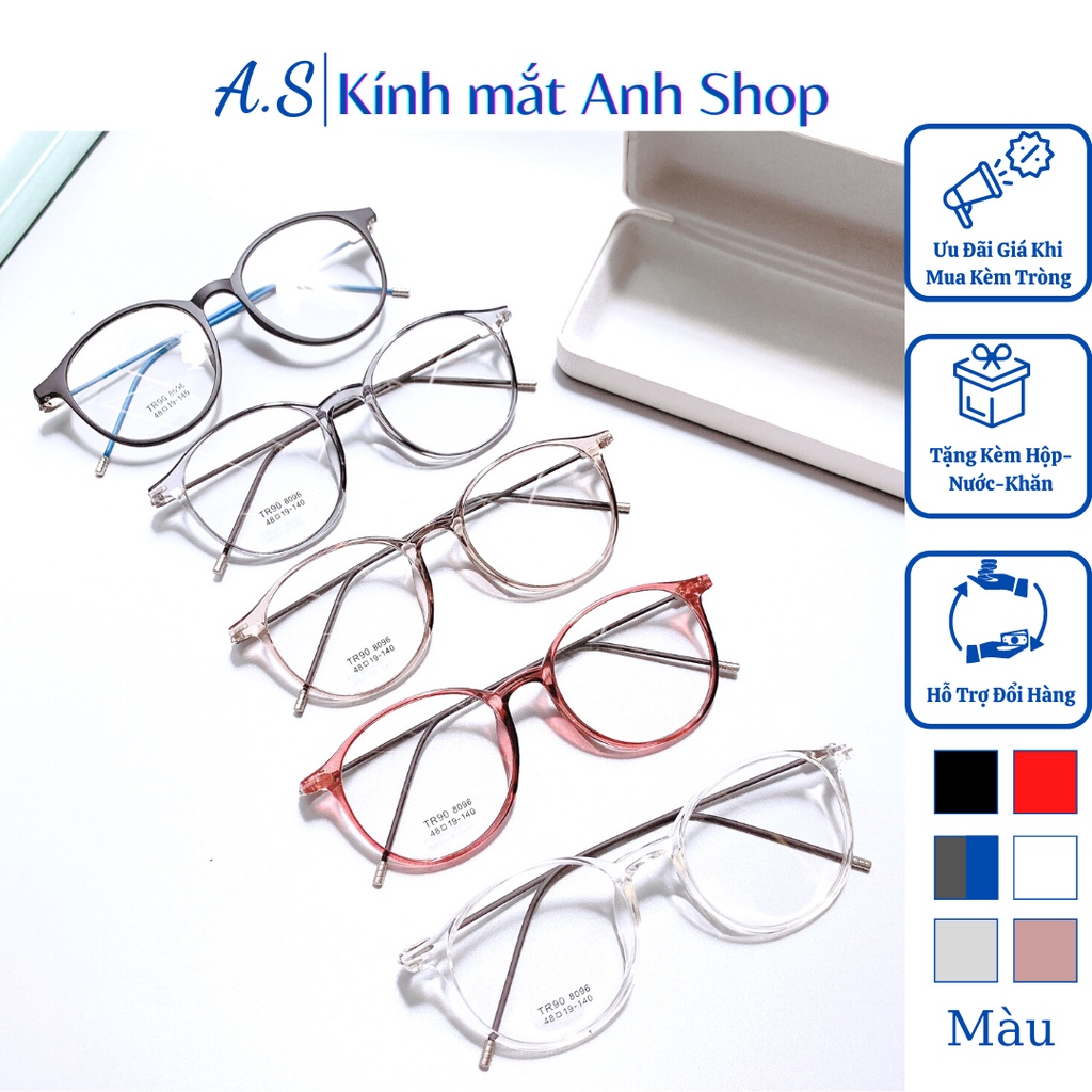 Kính tròn thời trang nam nữ chất liệu nhựa dẻo kết hợp kim loại phù hợp với mọi khuôn mặt 8096