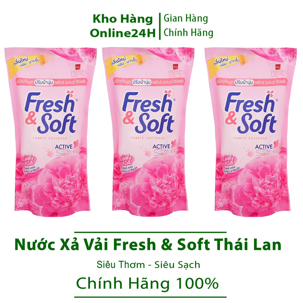 Combo 3 Gói Nước Xả Vải Fresh Soft Thái Lan ( Hồng 600ml )