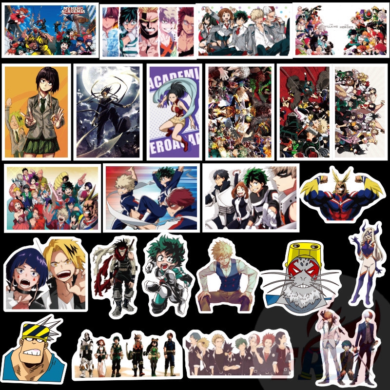 Bộ 50 miếng dán hình nhân vật Midoriya Izuku Bakugou Katsuki Todoroki Shoto trong anime My Hero Academia - Series 03