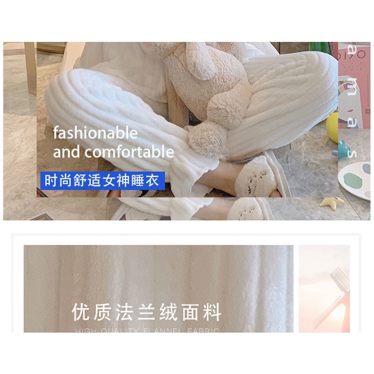 Bộ đồ mặc nhà vải dạ dày dặn phong cách công chúa thời trang thu đông giữ ấm cho nữ | BigBuy360 - bigbuy360.vn