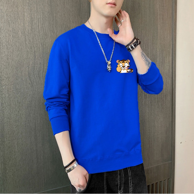 Áo Thun Nam Dài Tay Cổ Tròn Họa Tiết Hoa Văn