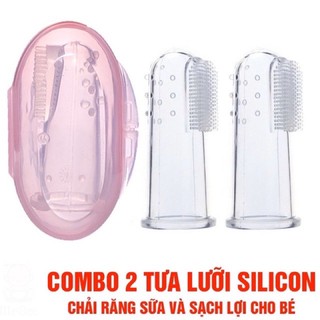  Combo 2 tưa lưỡi Silicon chải sạch răng lợi cho bé