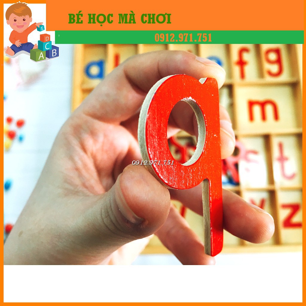 Giáo cụ Montessori - Bảng chữ cái nguyên âm phụ âm. Khay đựng chữ cái
