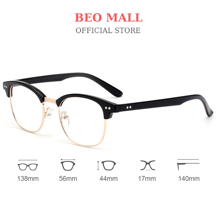 Mắt kính thời trang nữ nam BEOMALL thiết kế tinh tế nhỏ gọn theo phong cách lịch thiệp tinh tế 855
