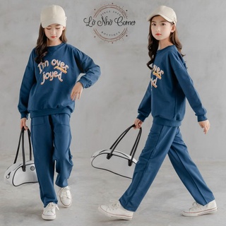 Quần áo bé gái bộ nỉ dáng suông thời trang thể thao cute size đại 6/7/8/9/10/11/12/13/14/15/16 tuổi (17-55kg)