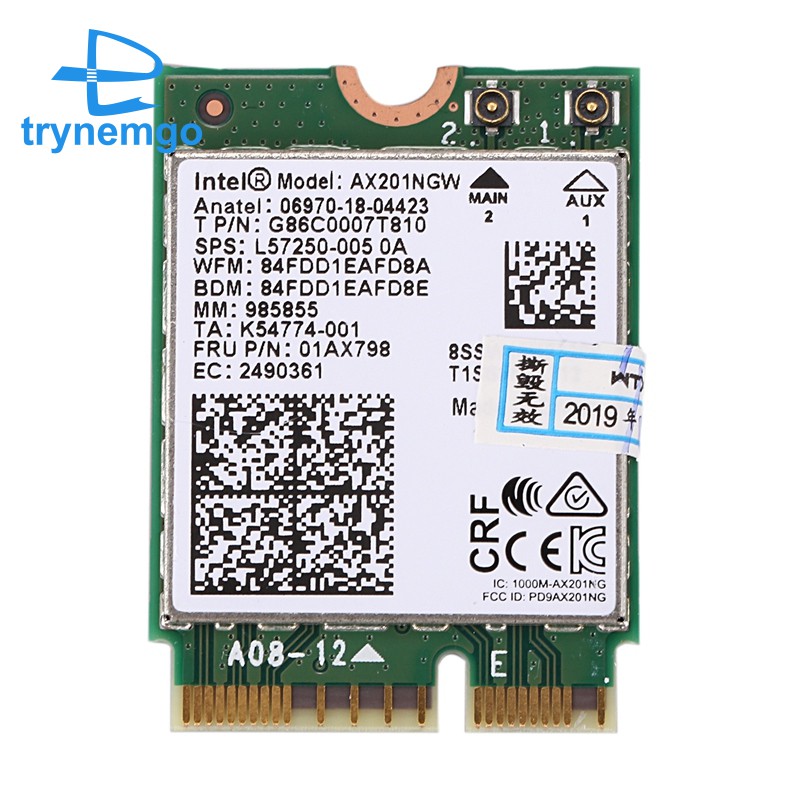 Thẻ mạng điều khiển không dây cho Intel Wi-Fi 6 Ax201 bluetooth 5.0 băng tần kép 2.4g/5g