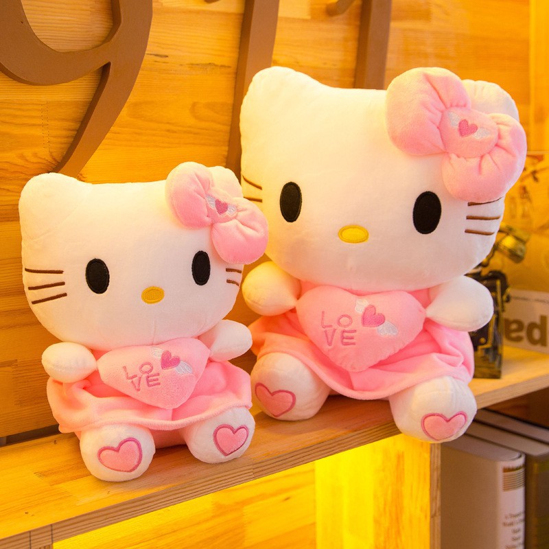 Gấu bông mèo Hello Kitty váy hồng kích thước 40-50cm Reply18 [Có Qùa Tặng Kèm]