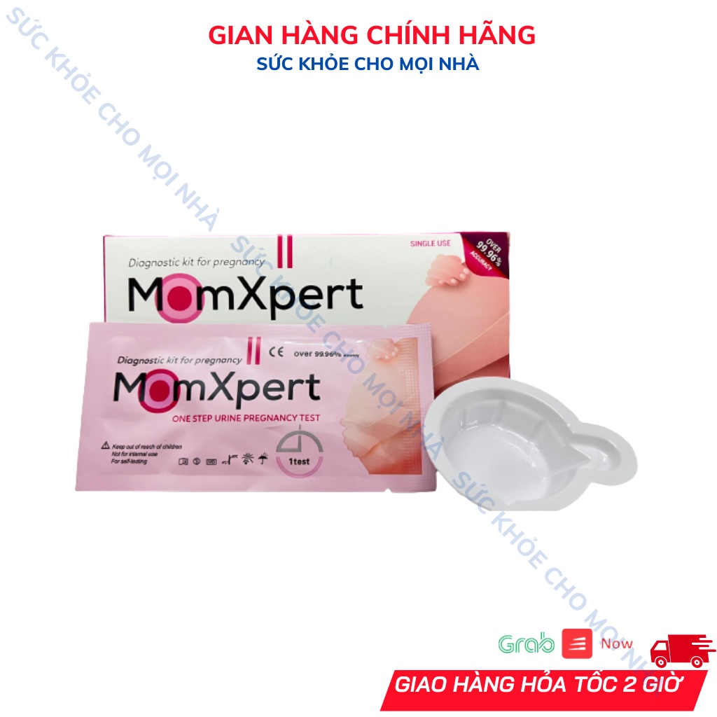 Que test thử thai MomXpert nhanh chính xác cao.có cốc đựng thuận tiện.suckhoechomoinha