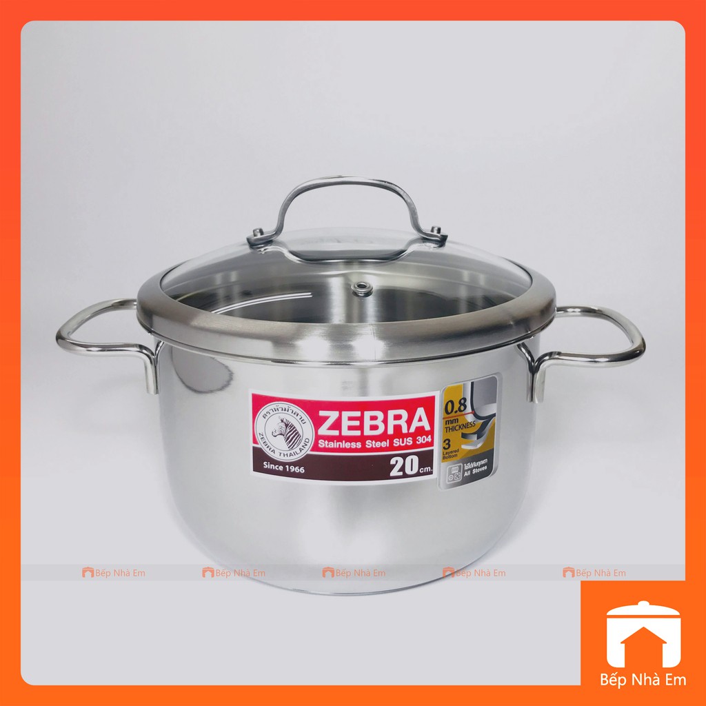 Nồi ZEBRA 3 Đáy Extreme Infinity 20cm 3.5L Nắp Kính (Inox 304) - 162296. Nhập Khẩu Thái Lan