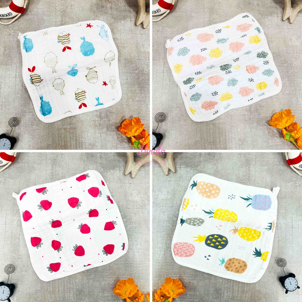 Khăn gạc cao cấp cho bé HINATA KG02 - 100% cotton, mềm mịn, an toàn cho da em bé