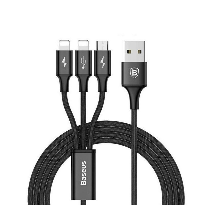 cáp sạc baseus 3 đầu Micro USB, Lightning, Type C