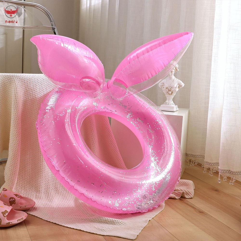Phao Bơi Hình Tai Thỏ Bằng PVC Đính Kim Sa Lấp Lánh Dễ Thương Cho Người Lớn