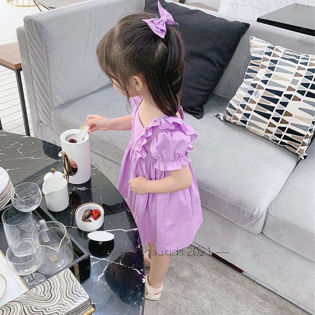 Váy bé gái 2 màu tím hồng