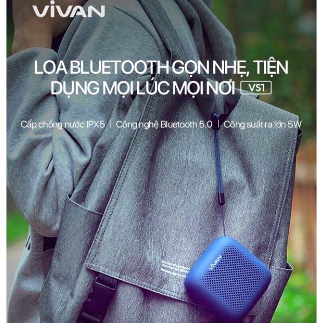 Loa TWS Bluetooth 5.0 VIVAN Chống Nước IPX5 Công suất 5W 1800mAh Playtime đến 10H -VS1-BH 1 năm 1 đổi 1 CHÍNH HÃNG