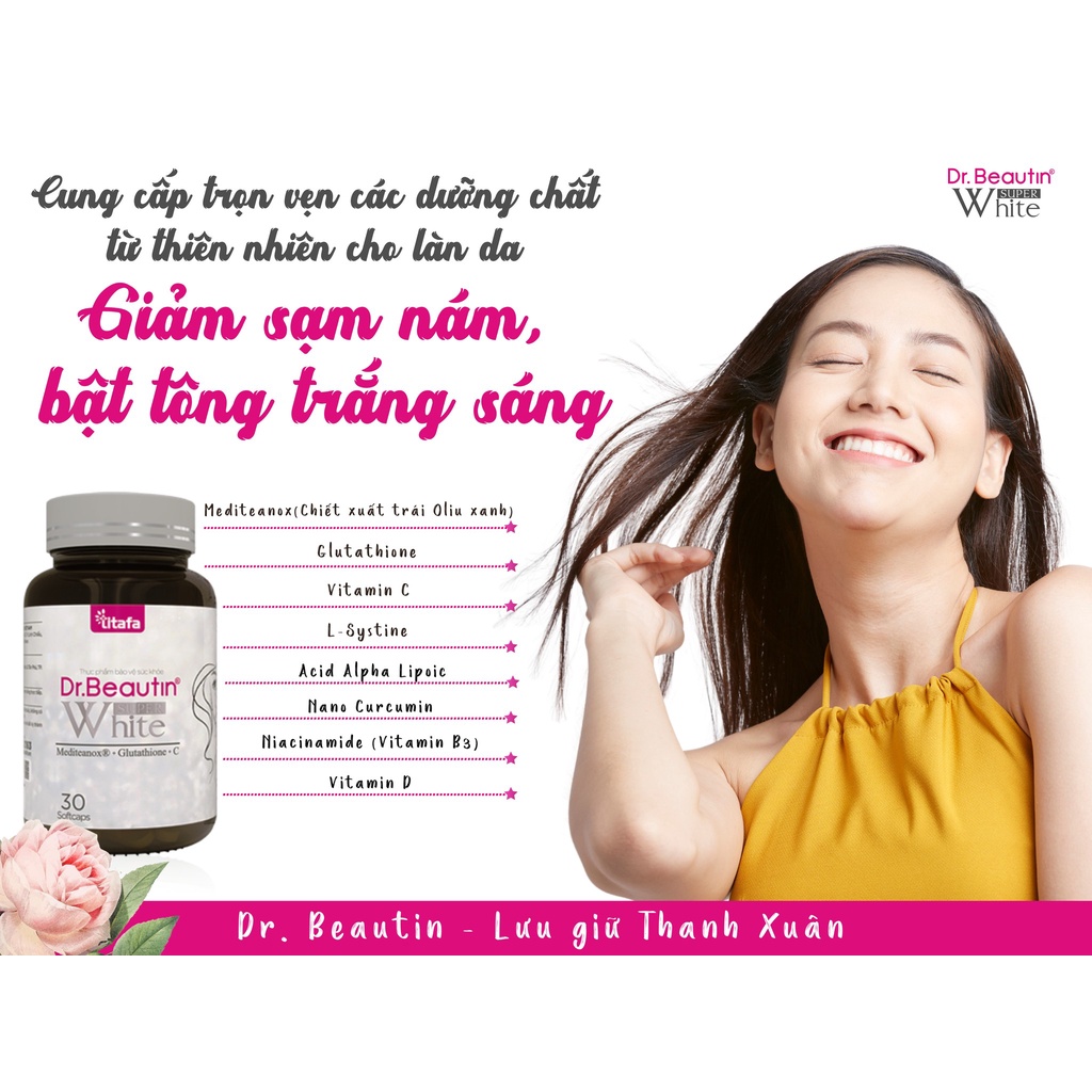 Viên uống trắng da, giảm nám Dr.Beautin Super White 30 viên