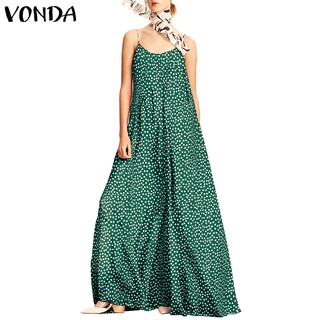 Đầm Hai Dây VONDA Dáng Dài Họa Tiết Chấm Bi Xinh Xắn Cho Nữ