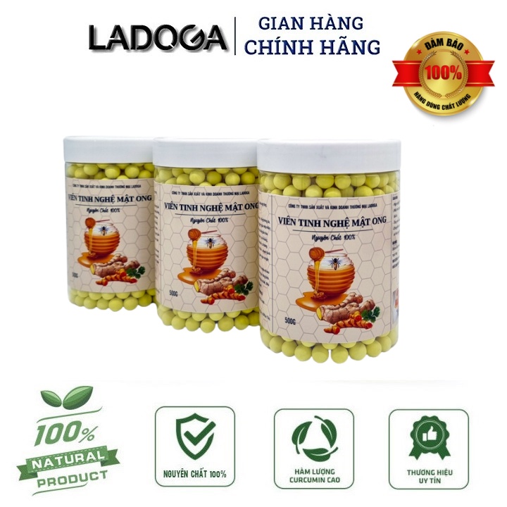 Viên Tinh bột nghệ mật ong LADOGA đóng hộp 500g
