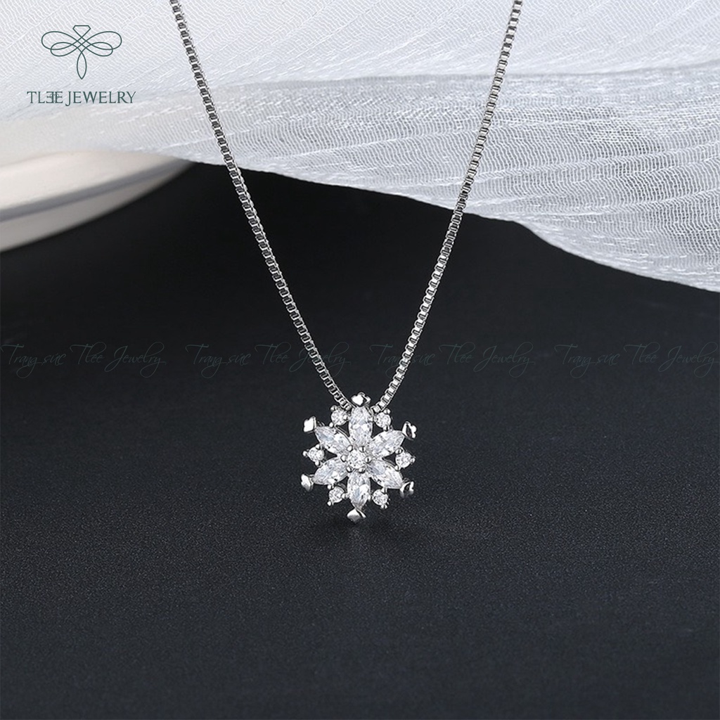 Dây chuyền bạc nữ TLEE mặt hoa tuyết nạm đá lấp lánh NCJ D0103