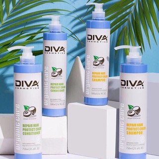 Cặp dầu gội xả - Diva xanh phục hồi hư tổn cấp độ3 -750ml