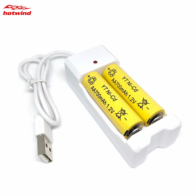 Thiết bị sạc pin nhanh cổng USB có bảo vệ đoản mạch cho 2 pin AAA/AA