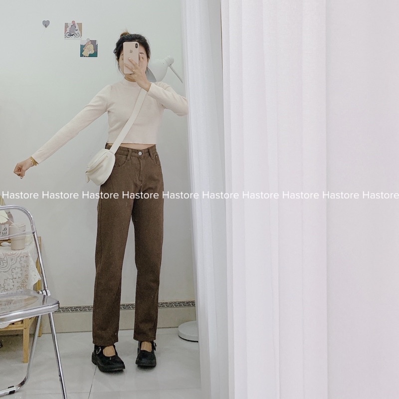 Áo len croptop tay dài cổ 3 phân