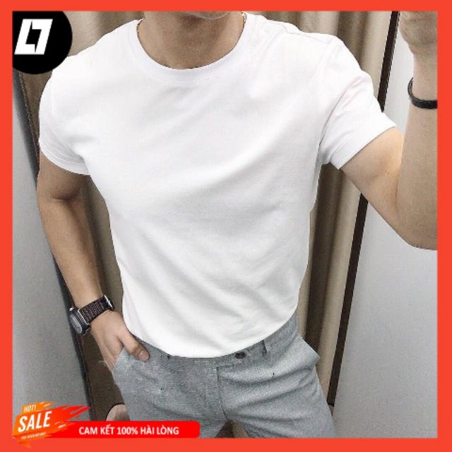 Áo phông thun trơn nam Cổ Tròn VN Xuất Khẩu, Áo Thun Trắng Cotton Dày Mịn VNXK | BigBuy360 - bigbuy360.vn