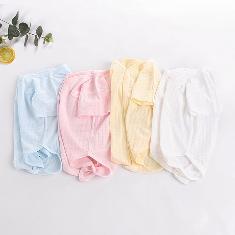 Bộ Áo Liền Quần Vải Cotton Mỏng Tay Ngắn Thời Trang Mùa Hè Cho Bé Sơ Sinh