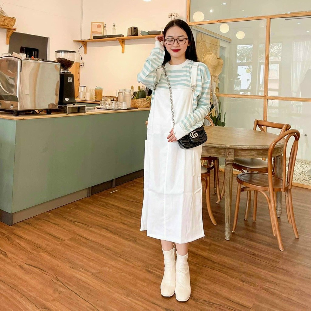 SET Áo thun tay dài mix yếm kaki năng động đáng yêu ngọt ngào 1561