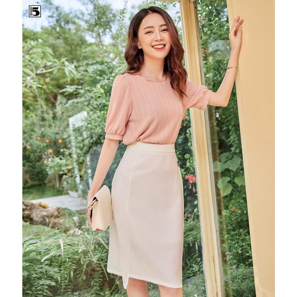 Chân váy công sở chữ A dáng lửng vạt lệch Twentyfive N330