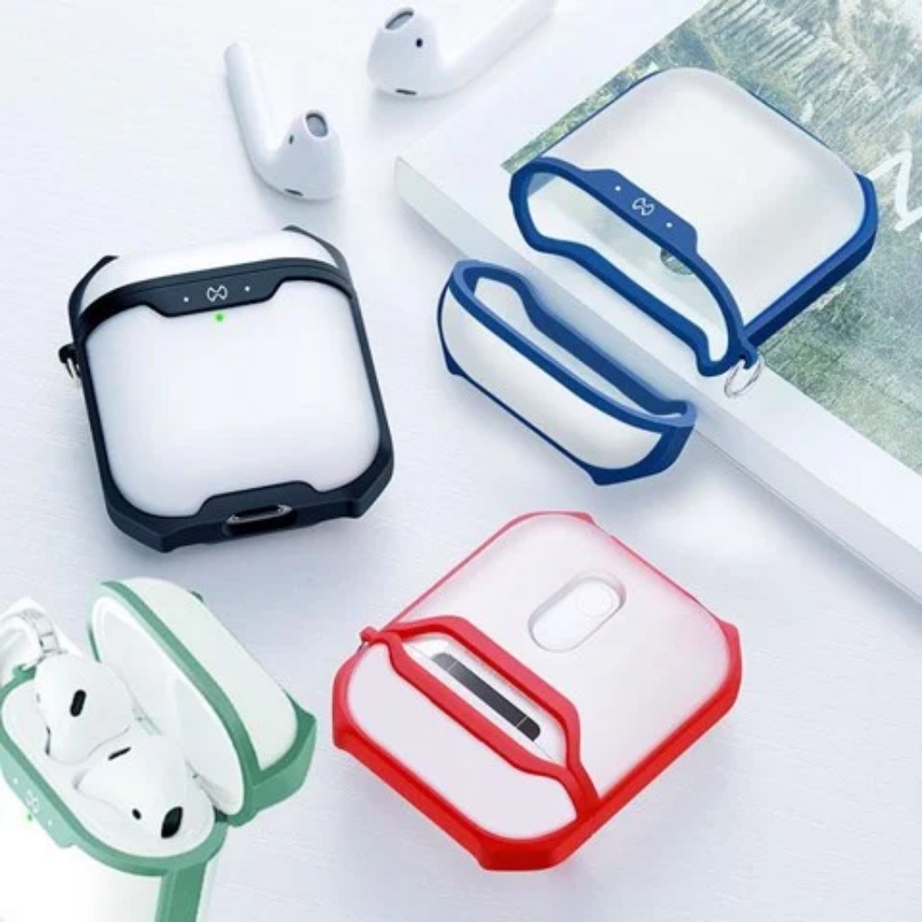 (SIÊU CUTE) Vỏ bảo vệ AIRPOD 2 trong suốt viền màu hana.case