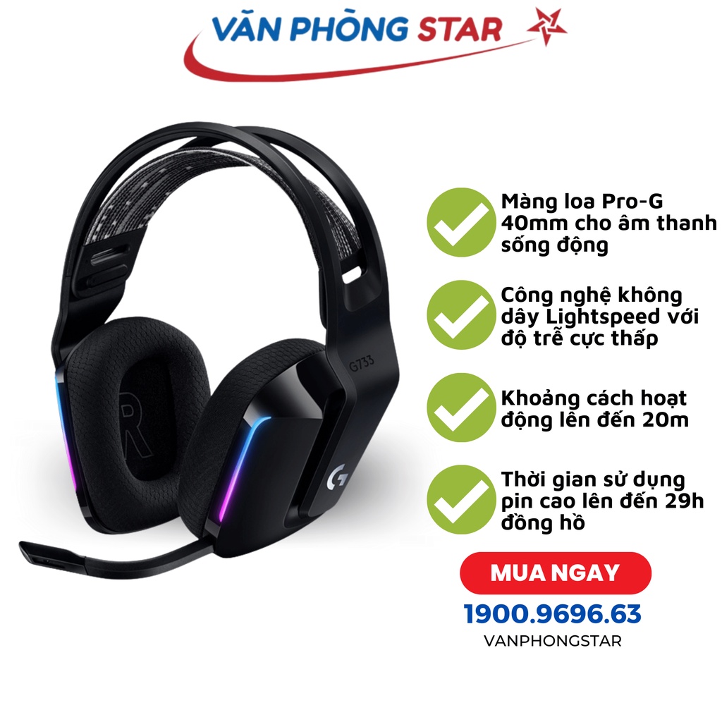 Tai nghe Gaming Logitech G733 LIGHTSPEED Wireless