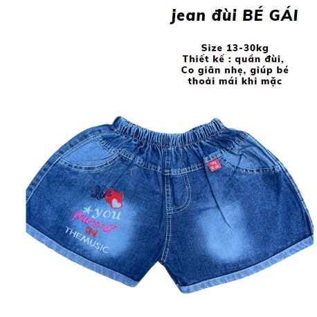 Quần jean đùi cho bé gái size 13-35kg