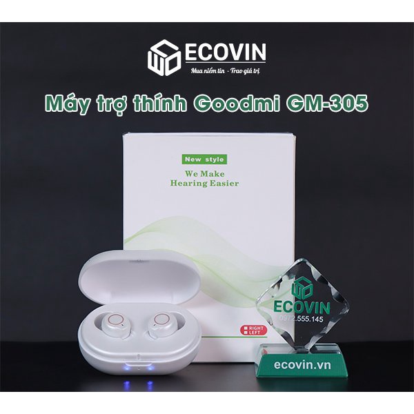 Máy Trợ Thính Không Dây Cảm Ứng, Tai Nghe Trợ Thính Siêu Nhỏ Dành Cho Người Già Điếc Nặng Cao Cấp Goodmi GM-305